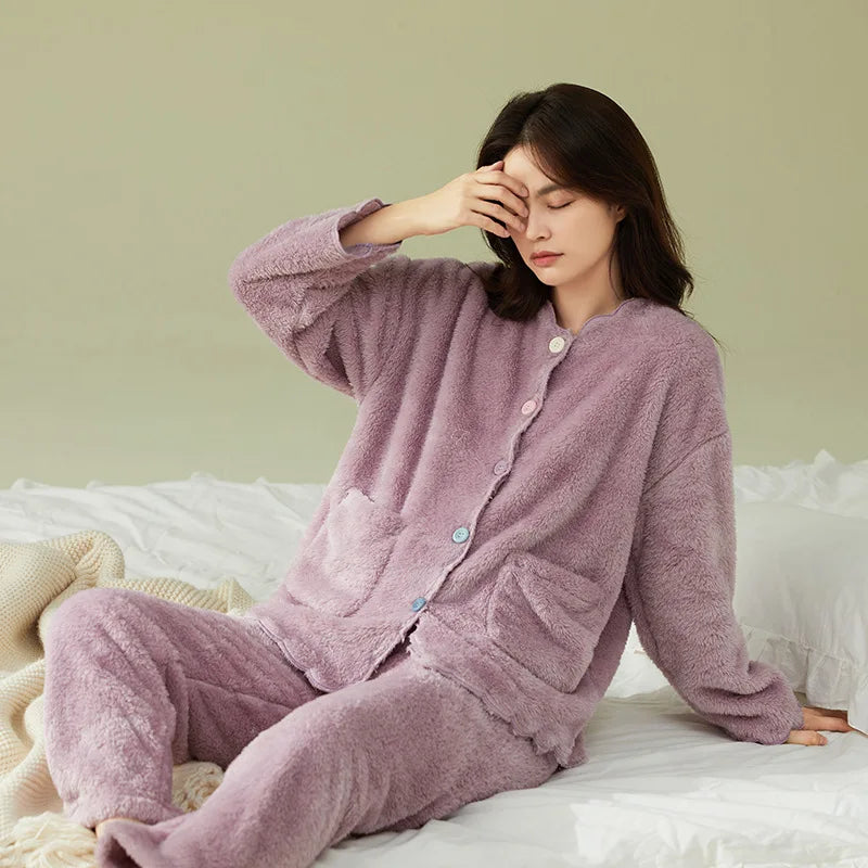 Velvet Pajama Set – Thick & Cute 2-Piece