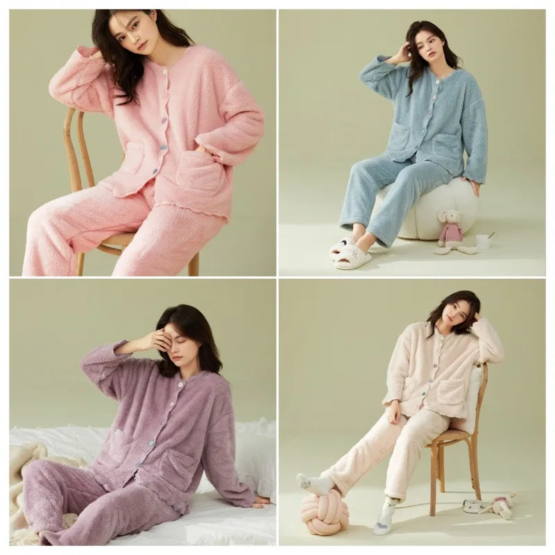 Velvet Pajama Set – Thick & Cute 2-Piece