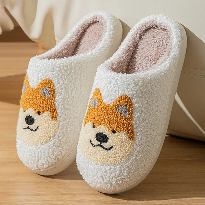 Cartoon Corgi Slippers – Plush & Non-Slip