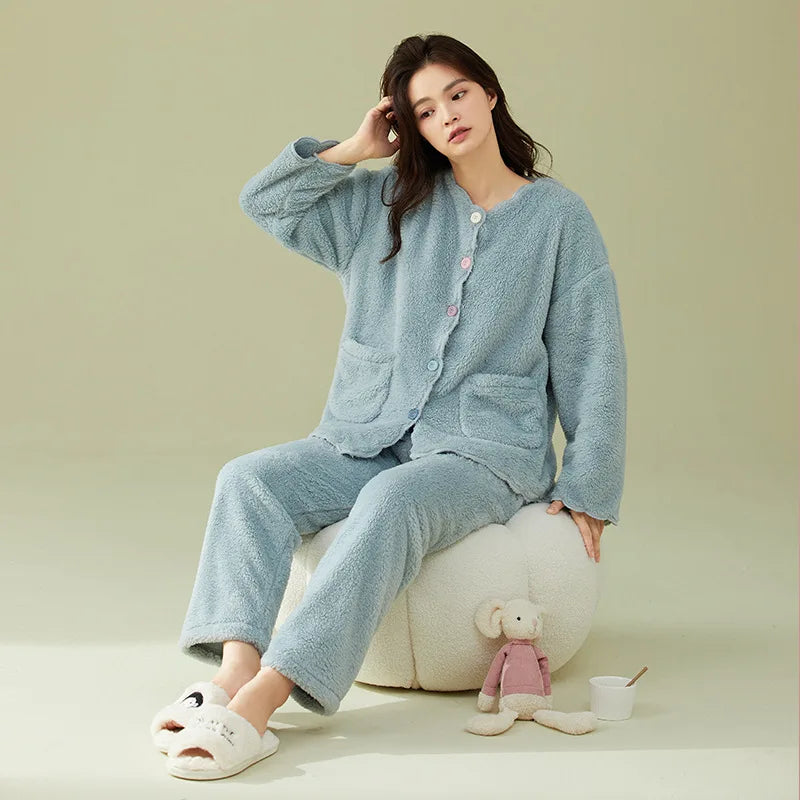 Velvet Pajama Set – Thick & Cute 2-Piece