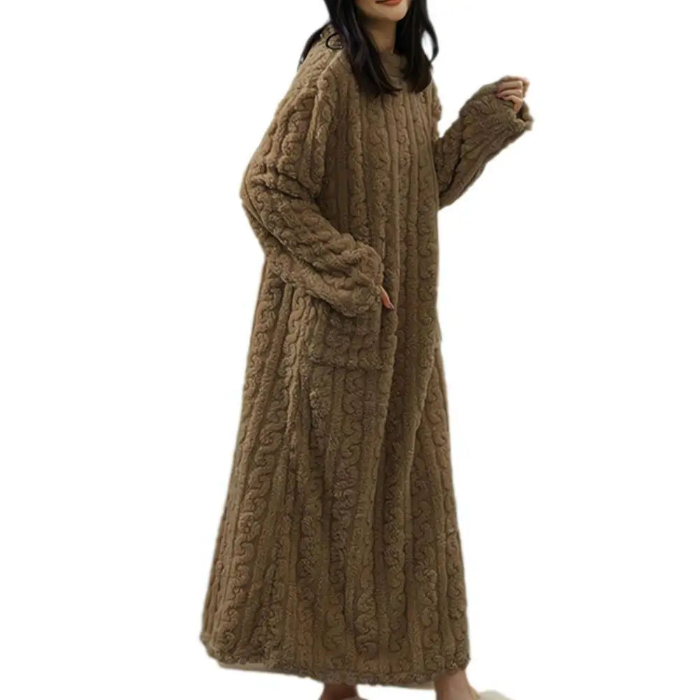 Fleece Nightgown – Long Sleeve, Solid Colors