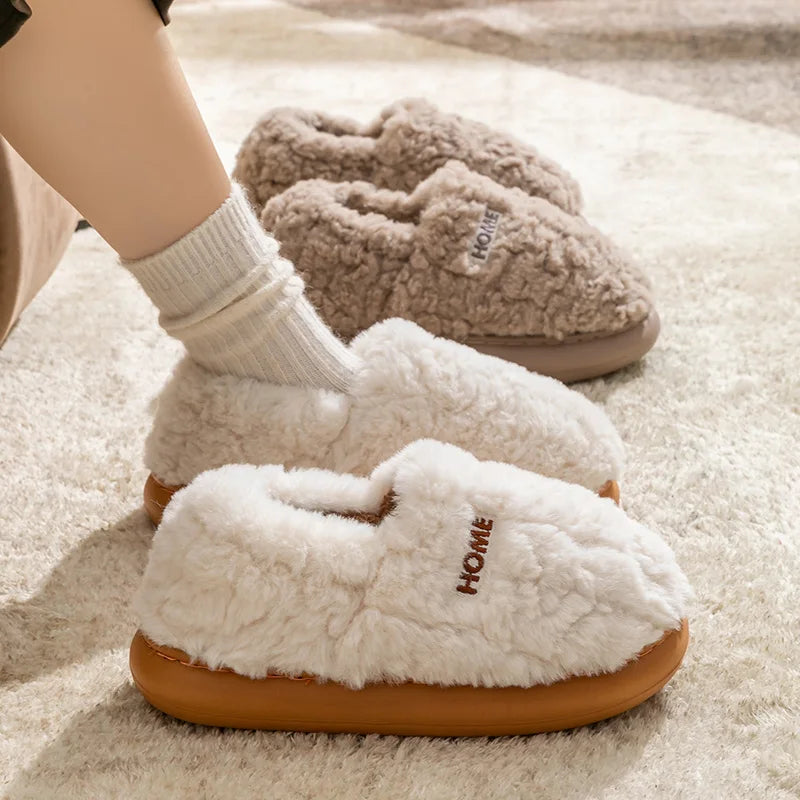 Bag-Heel Cotton Slippers – Plush & Non-Slip