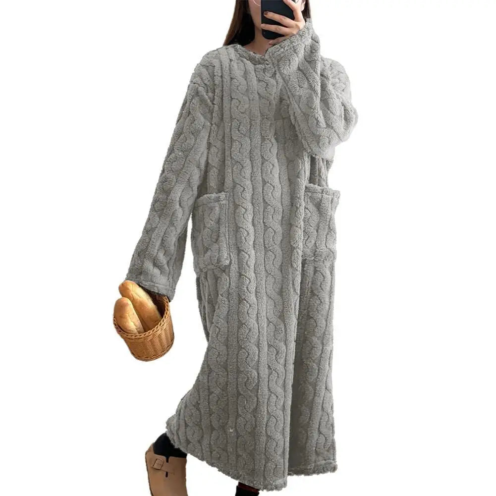 Fleece Nightgown – Long Sleeve, Solid Colors