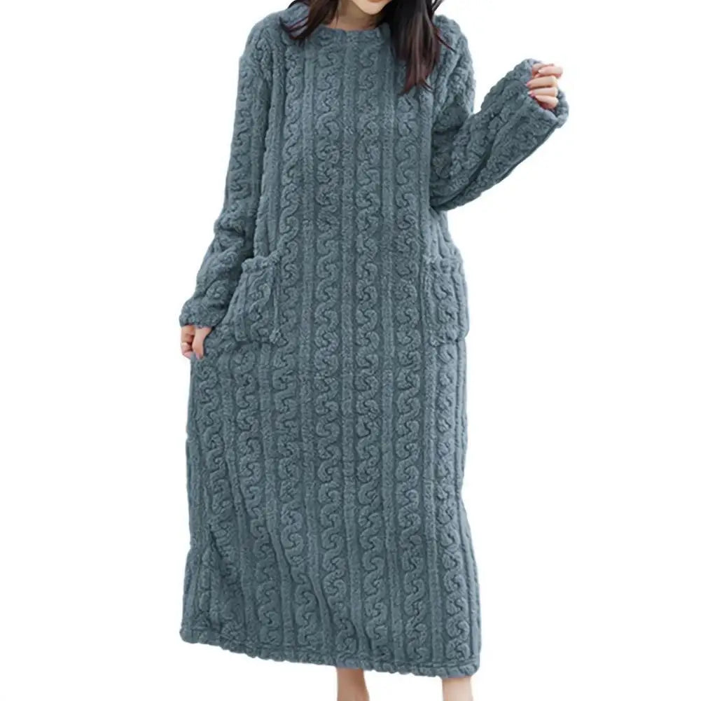 Fleece Nightgown – Long Sleeve, Solid Colors