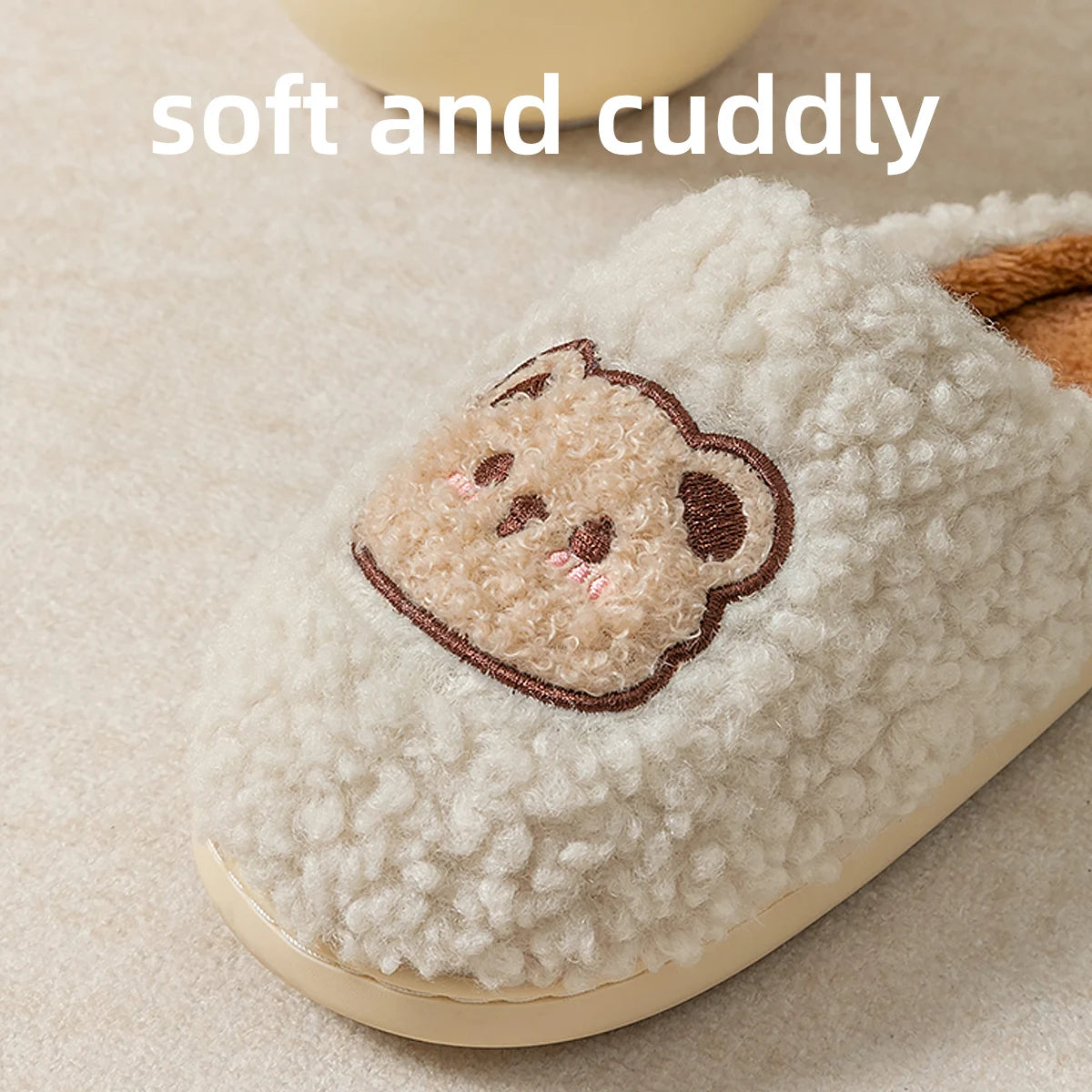 Cartoon Bear Slippers – Soft Plush