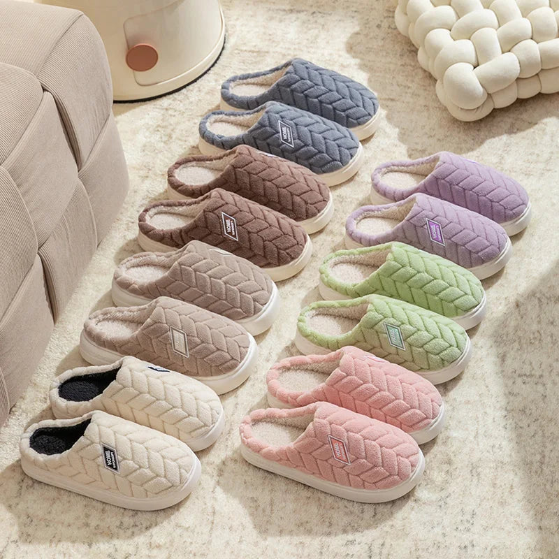 Plush Cotton Slippers – Soft Bottom & Platform