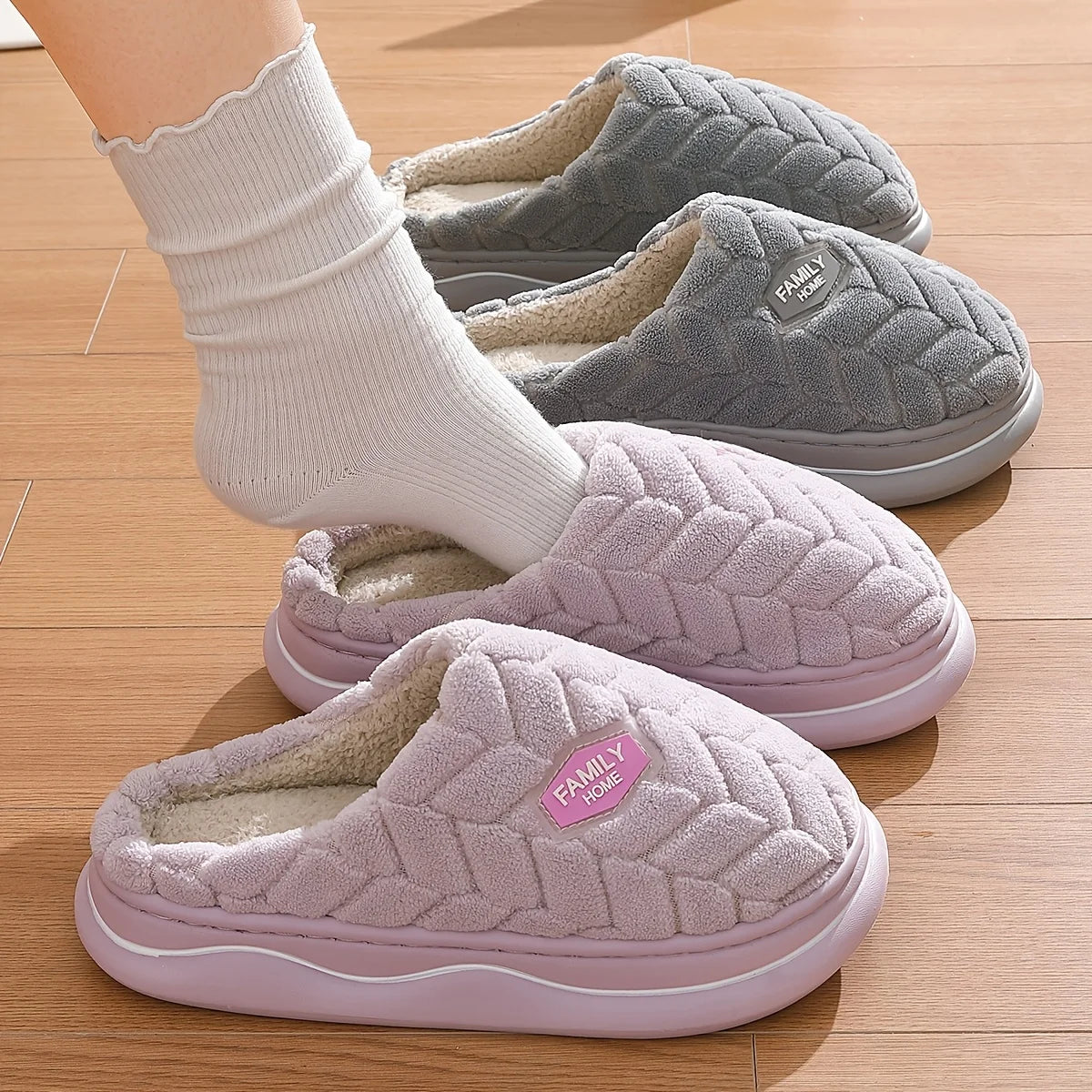 Plush Slippers – Warm & Non-Slip