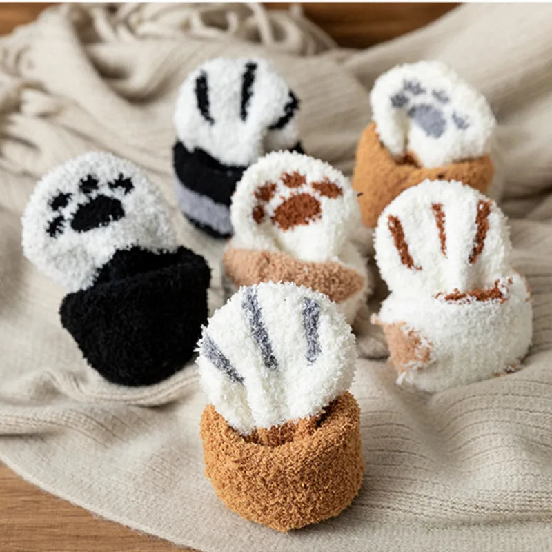 Cute Animal Slippers Socks – White & Cozy