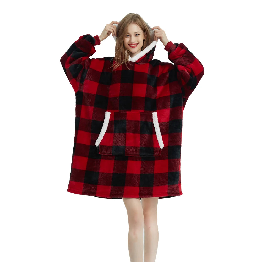 TV Blanket Hoodie – Sherpa-Lined Fleece
