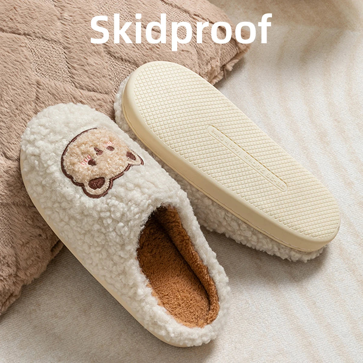 Cartoon Bear Slippers – Soft Plush