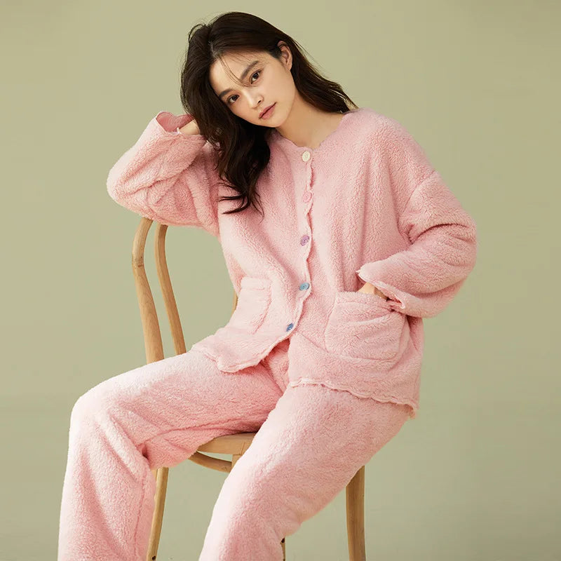 Velvet Pajama Set – Thick & Cute 2-Piece