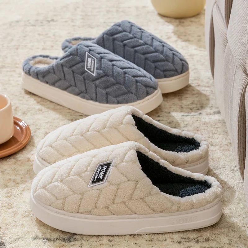 Plush Cotton Slippers – Soft Bottom & Platform