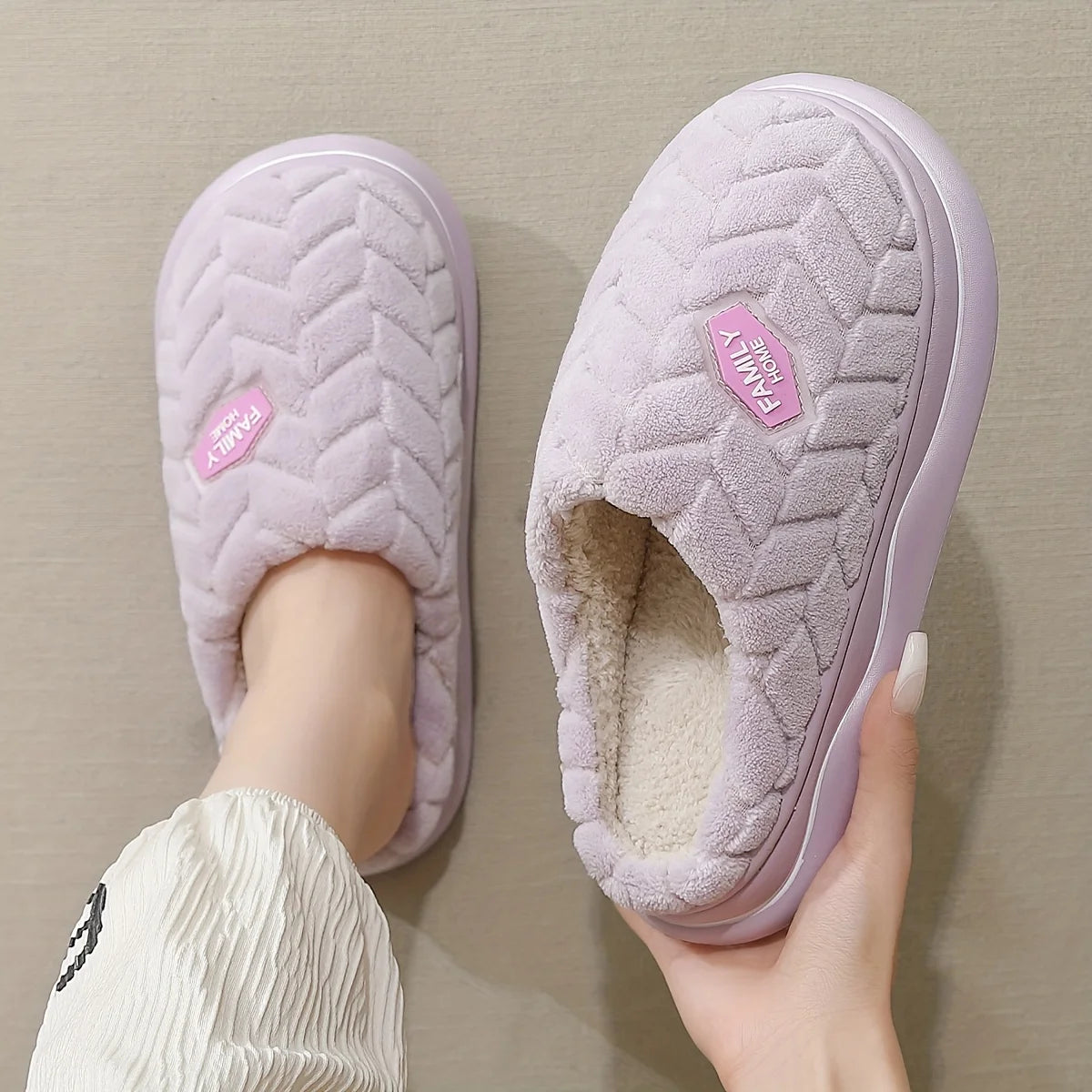 Plush Slippers – Warm & Non-Slip