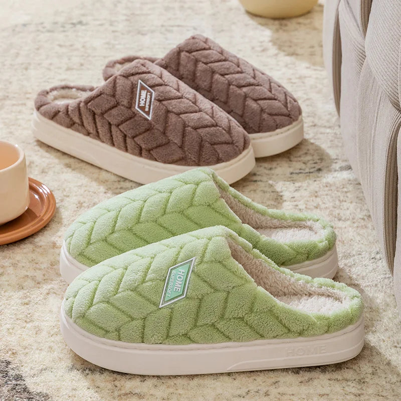 Plush Cotton Slippers – Soft Bottom & Platform