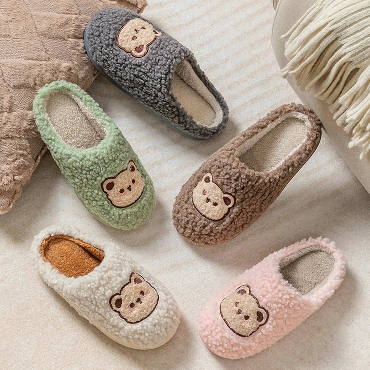 Cartoon Bear Slippers – Soft Plush