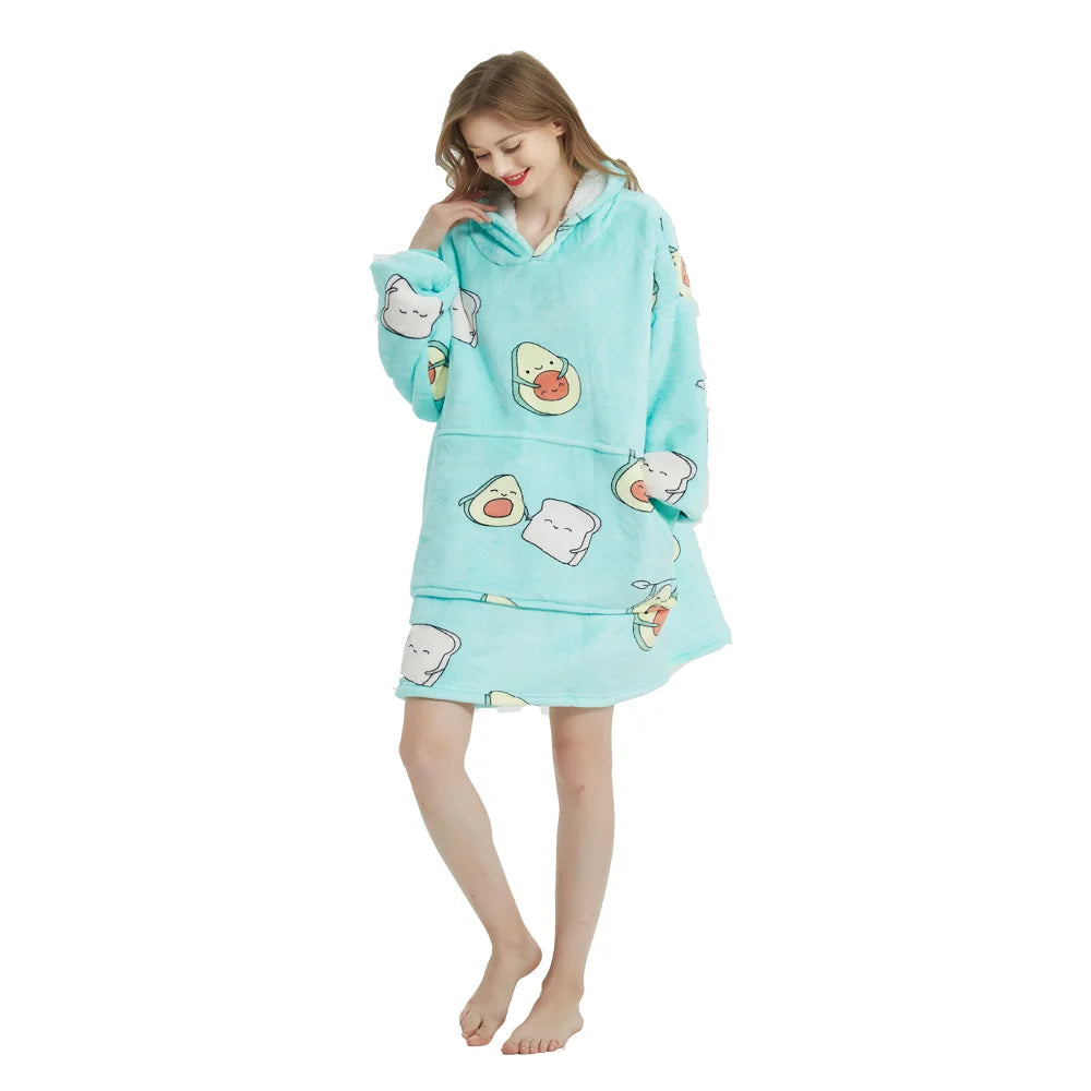 TV Blanket Hoodie – Sherpa-Lined Fleece