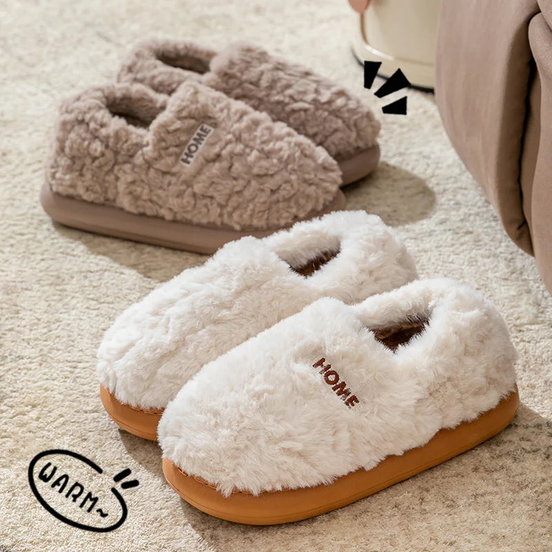 Bag-Heel Cotton Slippers – Plush & Non-Slip