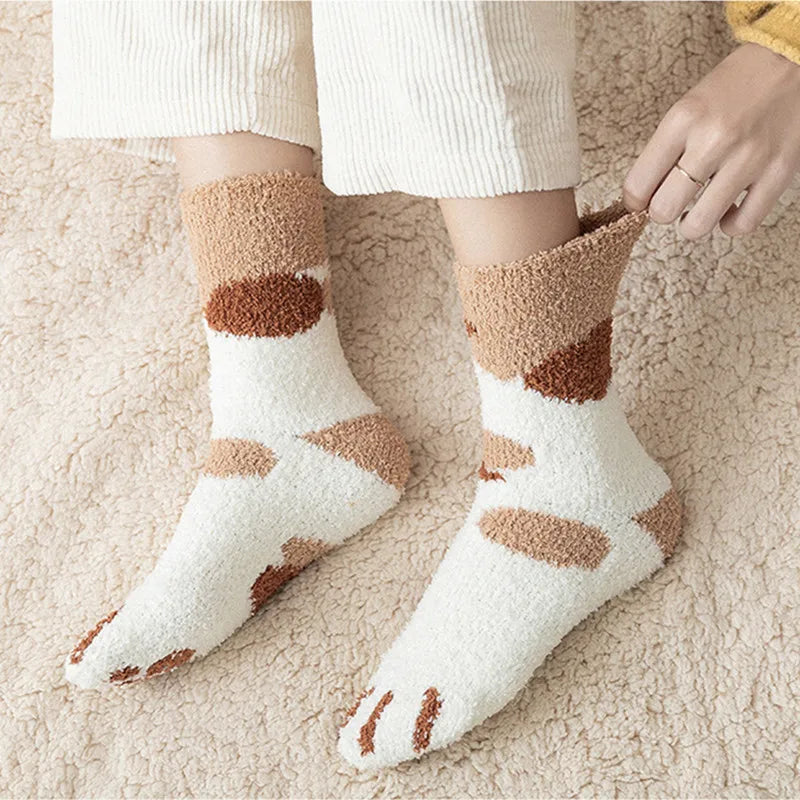 Cute Animal Slippers Socks – White & Cozy