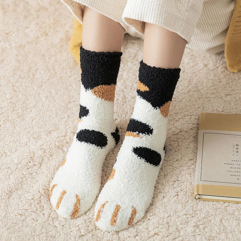 Cute Animal Slippers Socks – White & Cozy