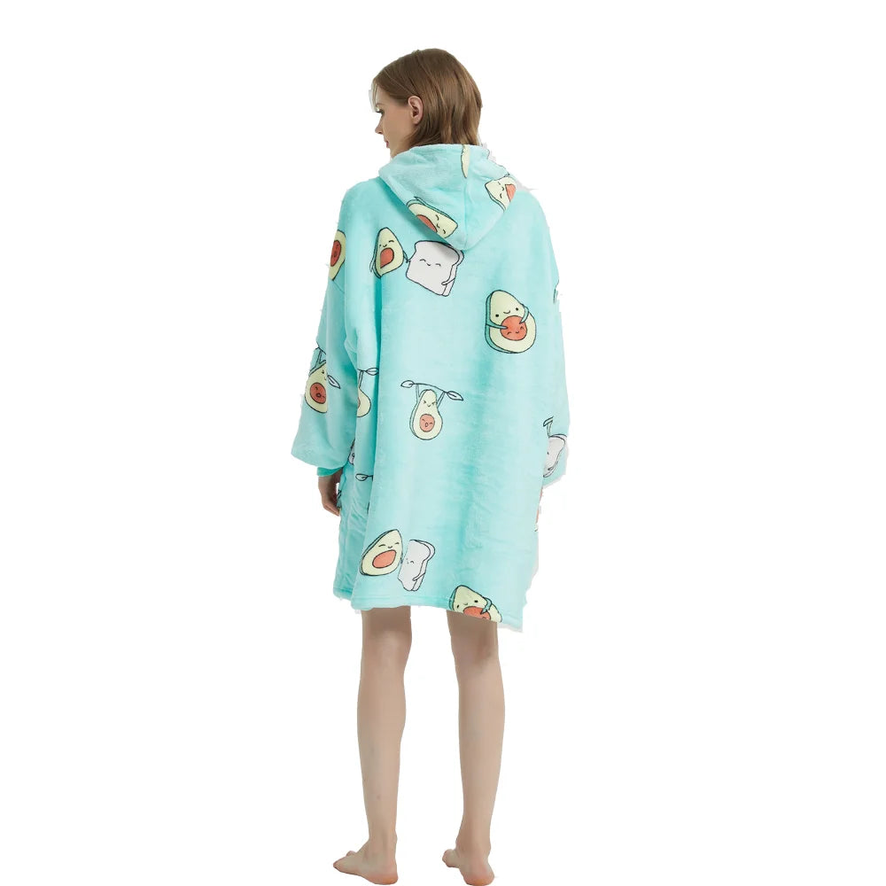 TV Blanket Hoodie – Sherpa-Lined Fleece
