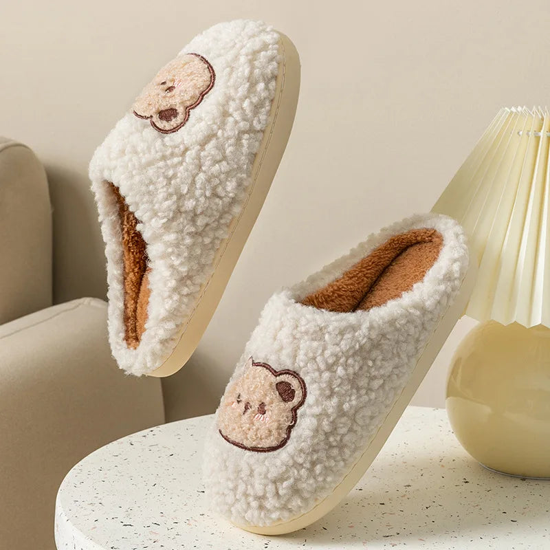 Cartoon Plush Slippers – Flat & Furry